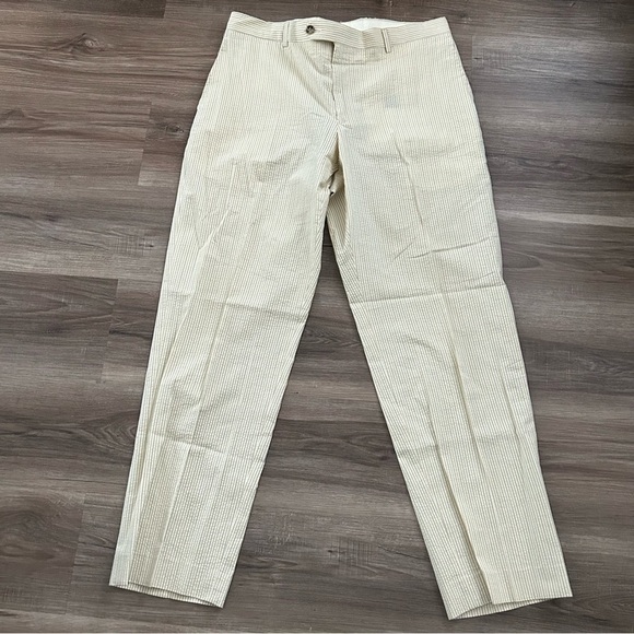 PATRICK JAMES Pastel Yellow Stripe Trouser Men Size 34R /32 - Picture 1 of 6